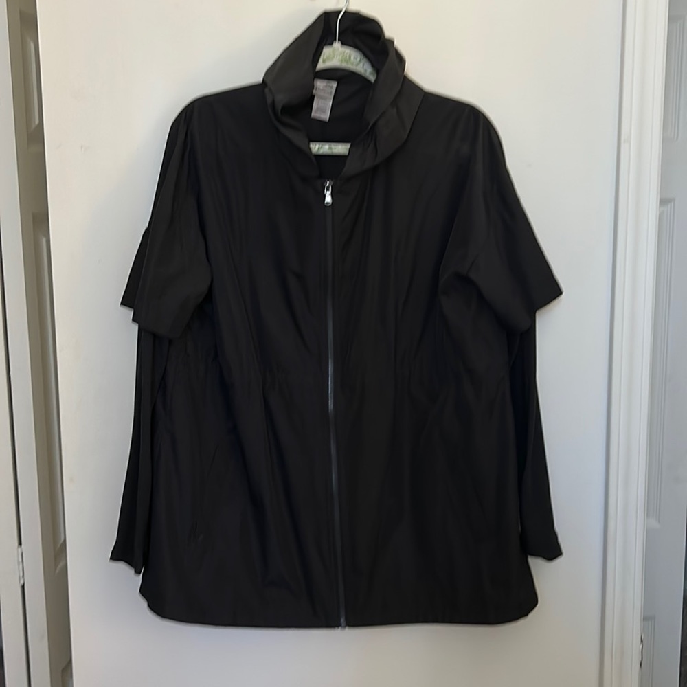 🍀Champion nylon hooded black zip up jacket size small